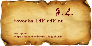 Hovorka Lóránt névjegykártya